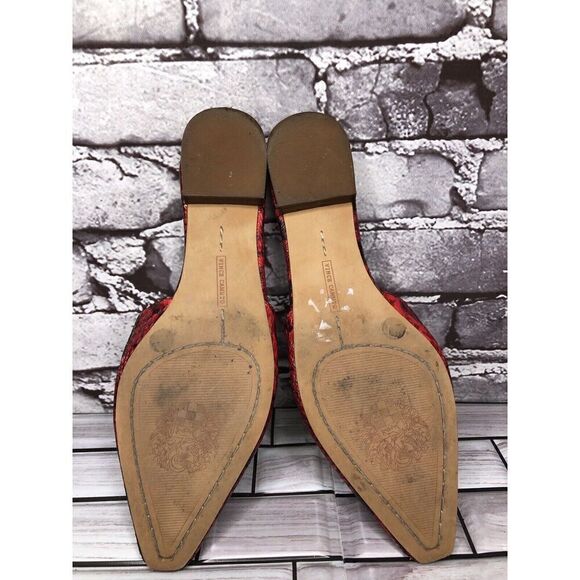 Vince Camuto Felinial Red Leather Snake Print Mule Flats Shoes Women 6M US/36.5 - Picture 10 of 16